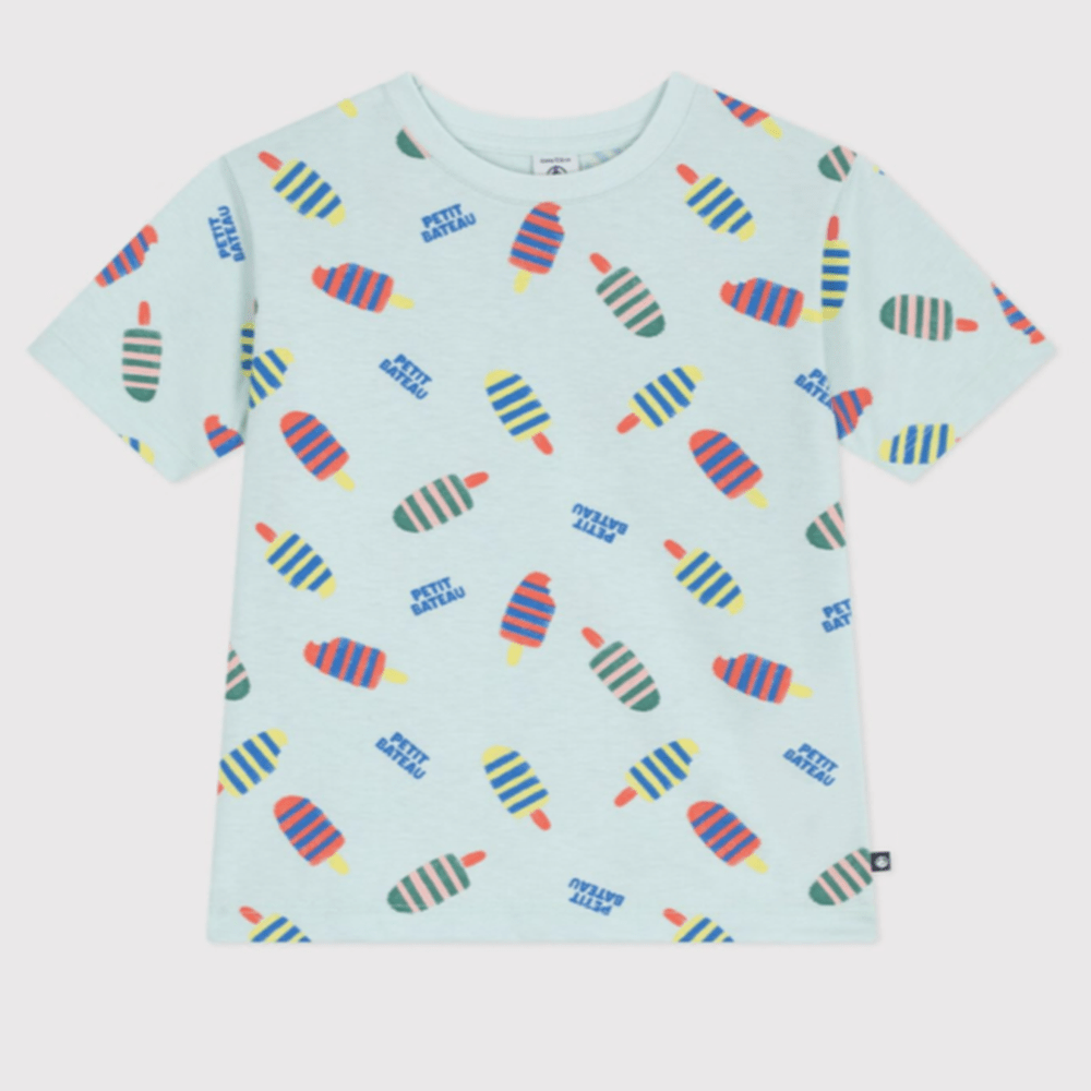 Petit Bateau T-shirt en coton à manches courtes avec imprimé glaces