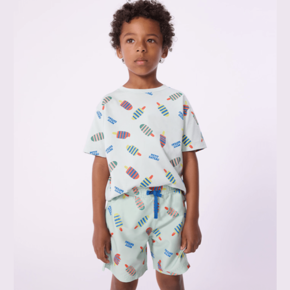 T-shirt en coton à manches courtes Petit Bateau avec imprimé glaces
