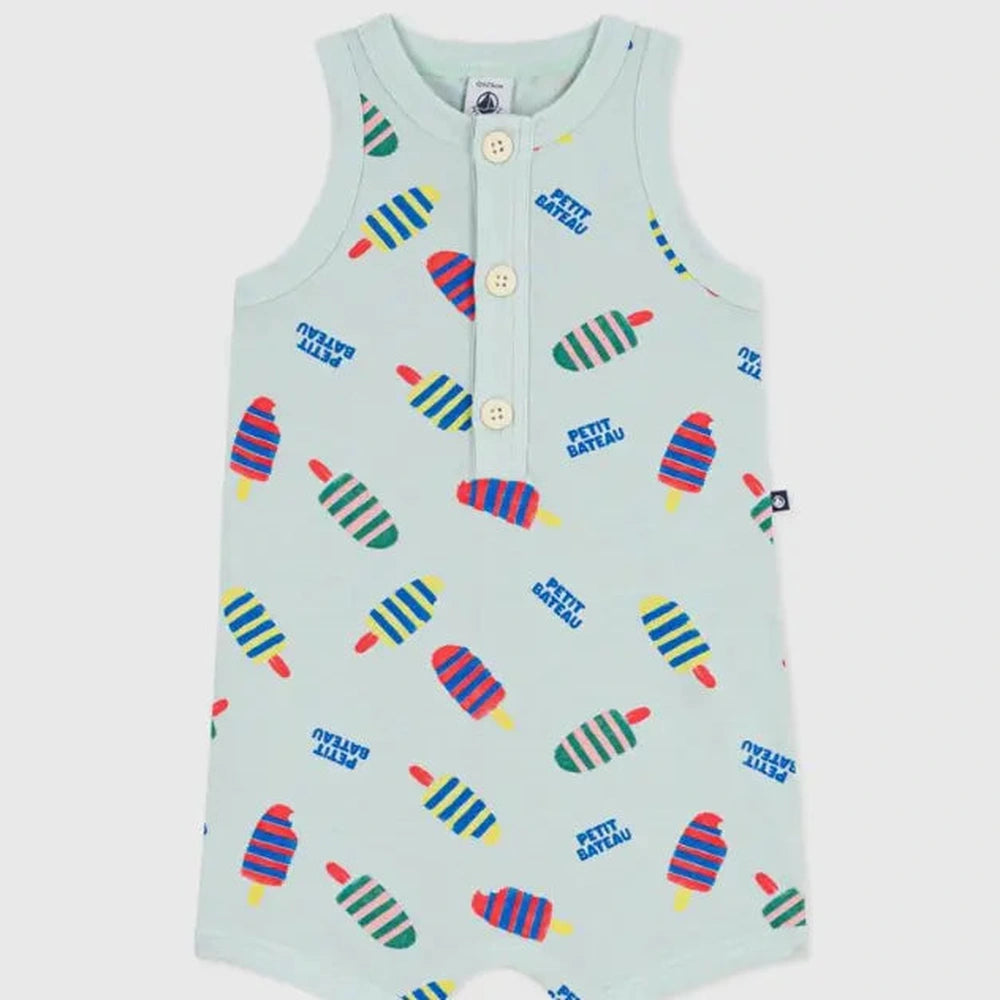 Petit Bateau Combinaison courte bébé en coton à imprimé glaces