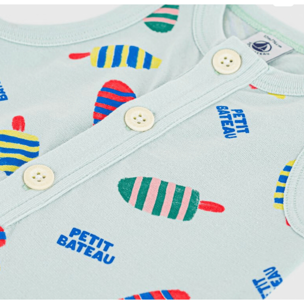 Petit Bateau Combinaison courte bébé en coton à imprimé glaces