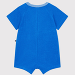Petit Bateau Combinaison courte en coton uni pour bébé - Bleu