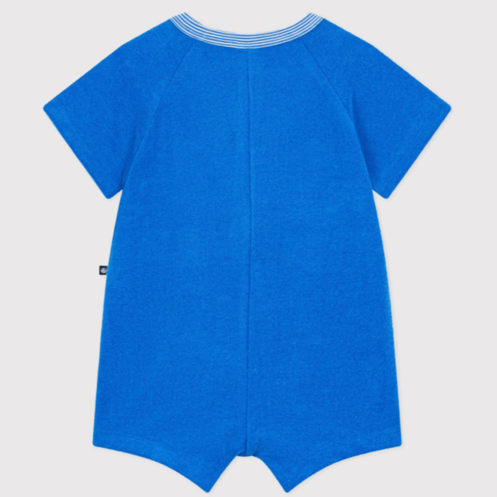 Petit Bateau Combinaison courte en coton uni pour bébé - Bleu