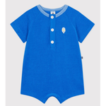Petit Bateau Grenouillère courte en coton uni pour bébé - Bleu