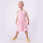 Robe sans manches en coton uni pour enfants - Rose