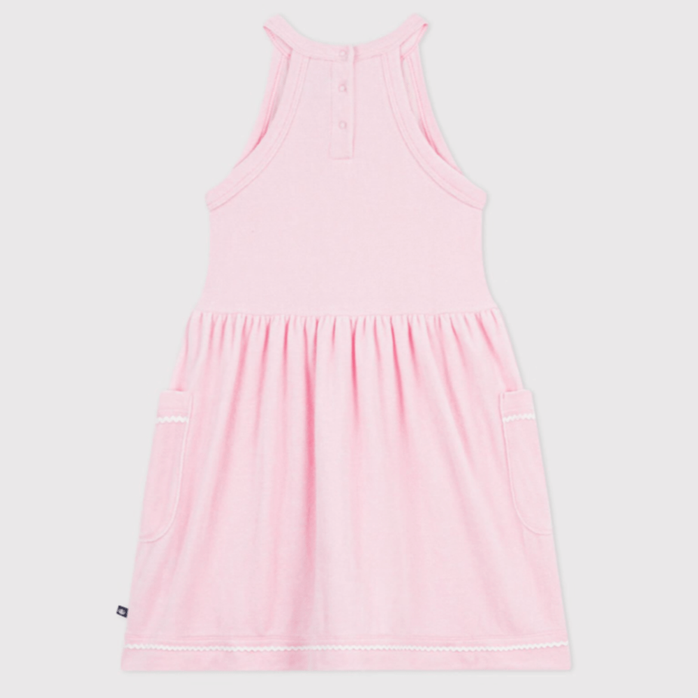 Robe sans manches en coton uni pour enfant - Rose