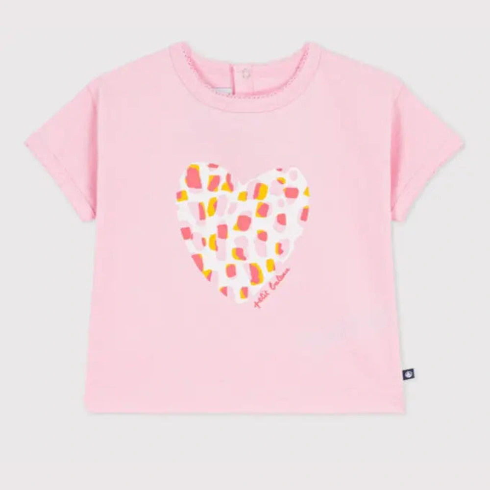 Petit Bateau T-shirt en coton à manches courtes avec petit motif floral pour bébé - Rose
