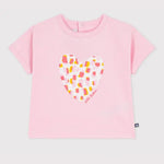 Petit Bateau T-shirt en coton à manches courtes avec petit motif floral pour bébé - Rose