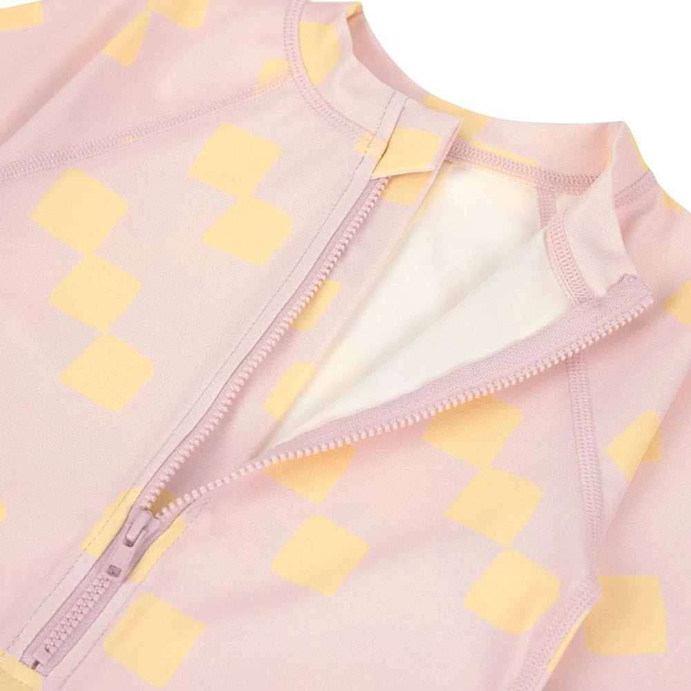 Maillot de bain enfant à manches courtes avec protection UV - rose