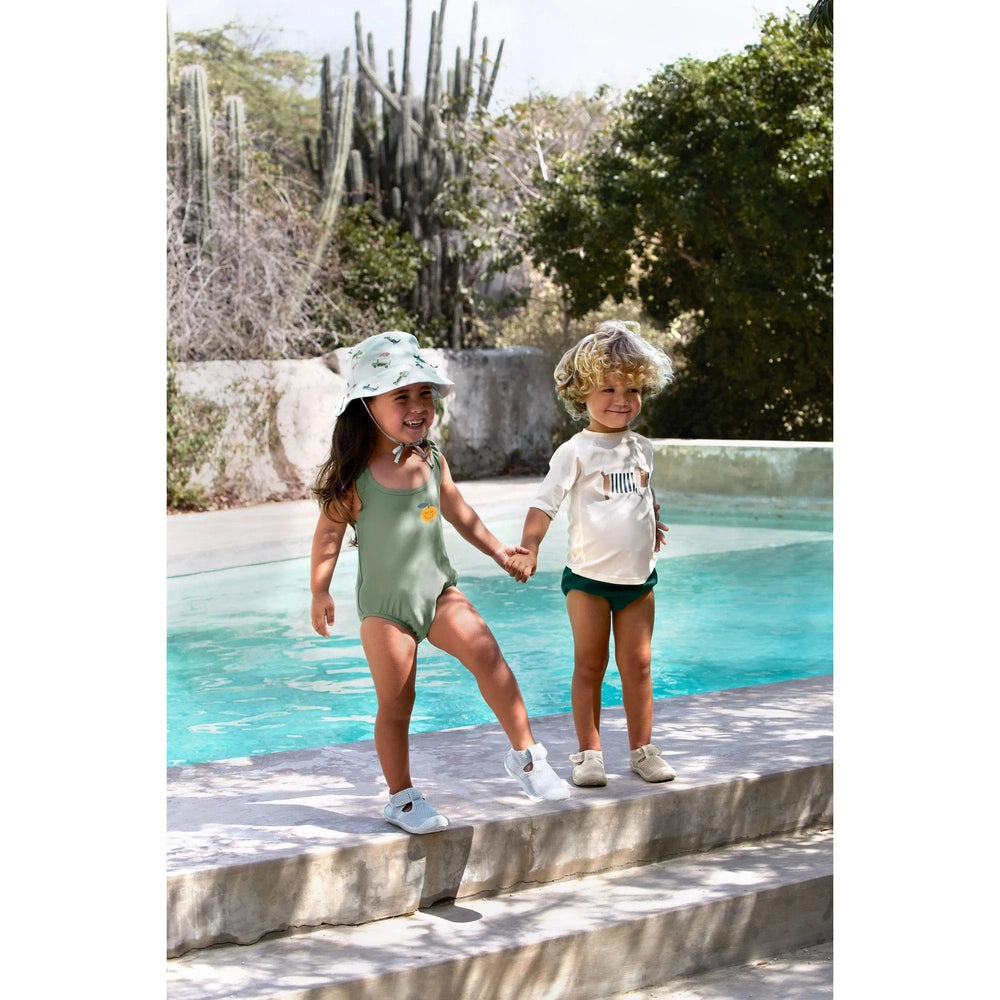Lässig Maillot de bain pour enfant avec couche intégrée - Orange, Vert