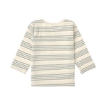 T-shirt bébé Lässig à manches longues - coton biologique, rayures vert granit