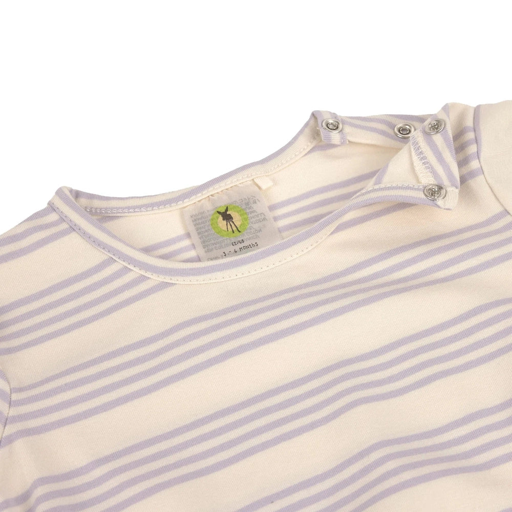 Lässig Baby T-shirt à manches longues - coton biologique à rayures violettes