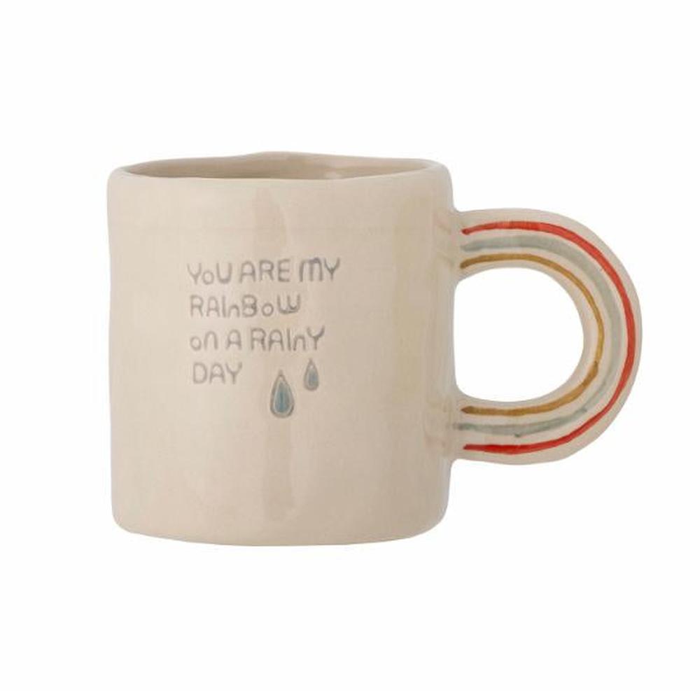 Bloomingville MINI Tasse Cloudy en grès - naturel avec imprimé
