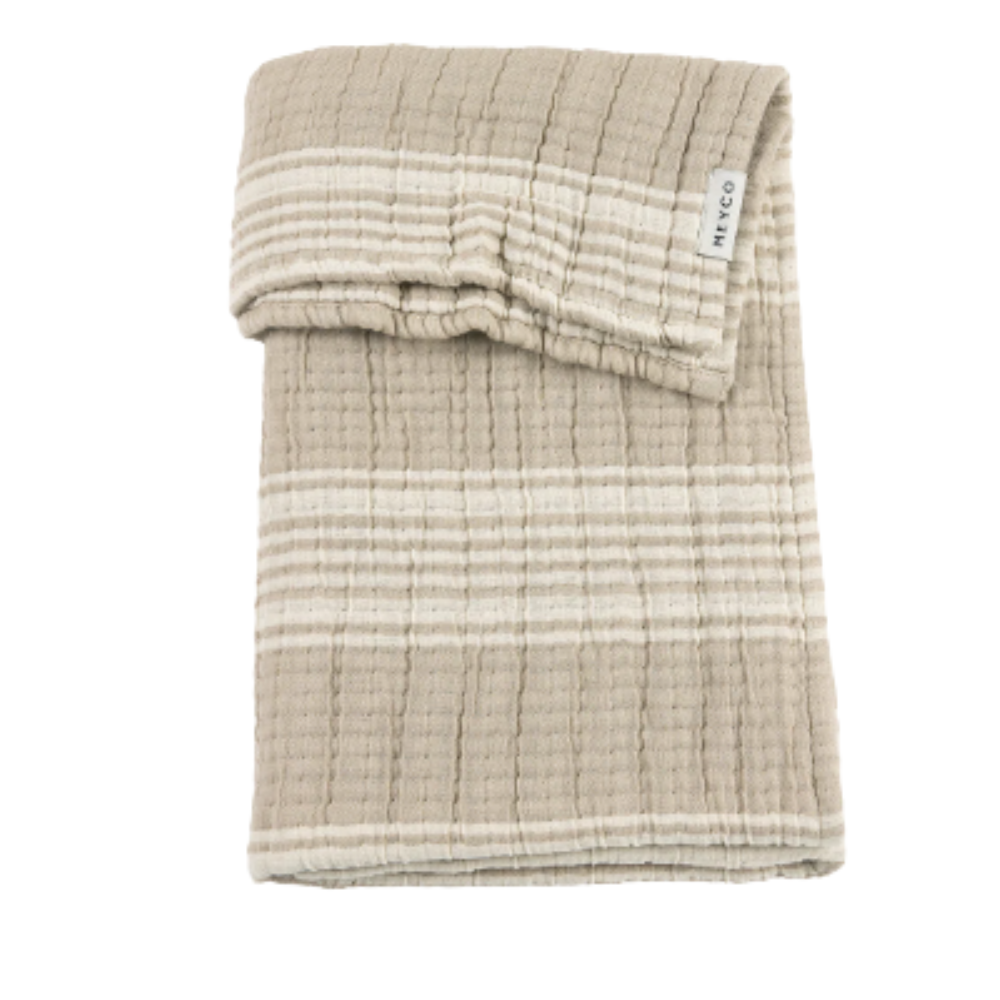 Meyco Couverture pour lit bébé jacquard hydrophile à rayures sable