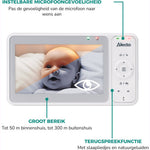 Babyphone Alecto avec caméra - Pro Collection - caméra HD - grand écran 5 pouces - télécommandé - extensible jusqu’à 4 caméras - veilleuse - DVM2050 - Blanc
