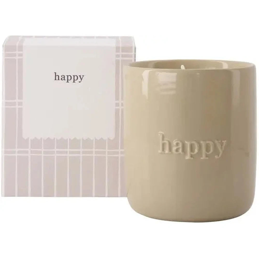 Zusss Bougie parfumée en céramique dans une boîte Happy - sable blanc