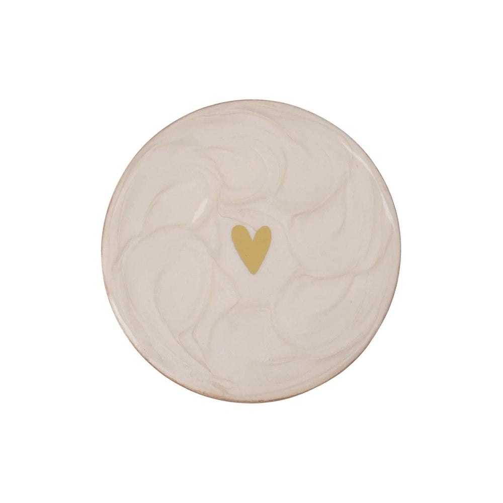 Zusss Dessous de verre cœur nacré - Blanc/Or lot de 4