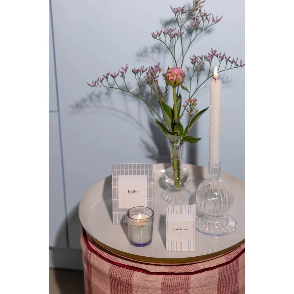 Zusss Bougie parfumée en céramique dans une boîte Happy - blanc/bleu 