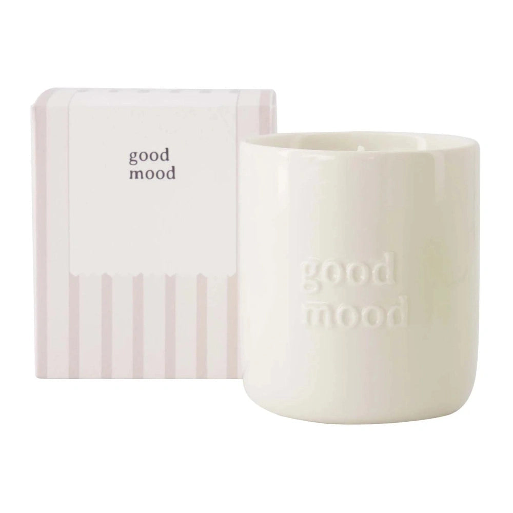 Zusss Bougie parfumée en céramique dans une boîte Good Mood - blanc/sable