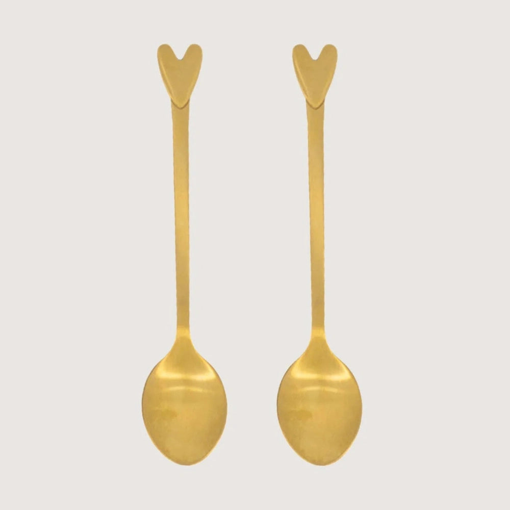 Zusss Set de 2 petites cuillères cœur - Doré