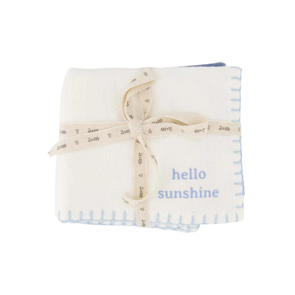 Zusss Lot de 2 lavettes Hello Sunshine Happy Place - sable/bleu gris