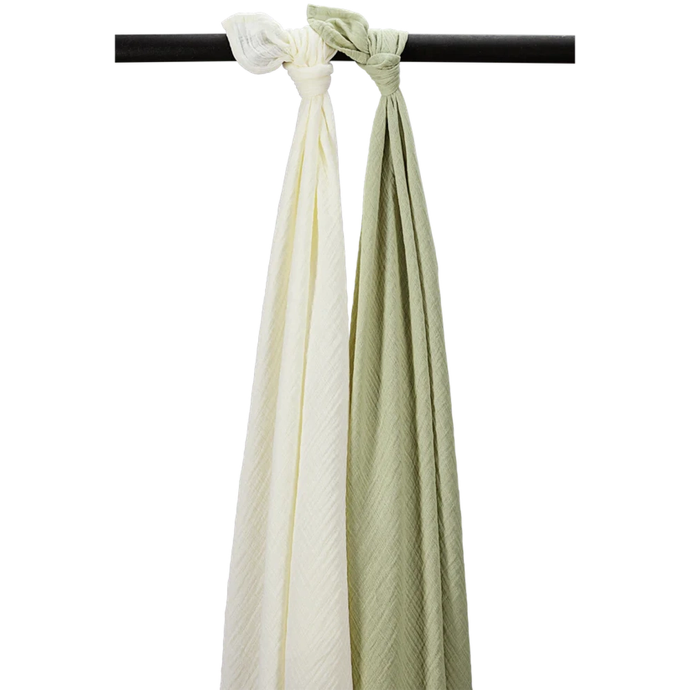 Meyco Langes hydrophiles prélavés 120x120cm - lot de 2 - Natural/Olive douce