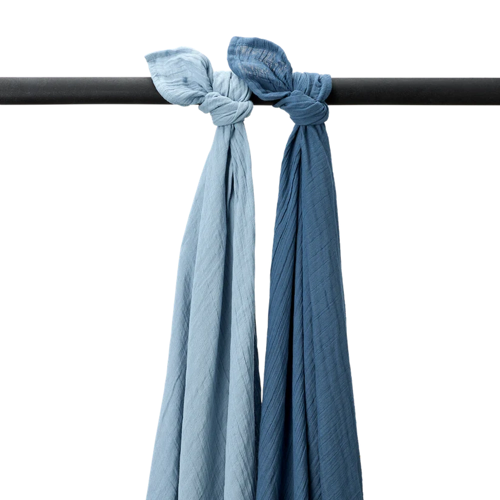Meyco Langes hydrophiles prélavés 120x120cm - lot de 2 - bleu jean/indigo