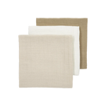 Meyco langes hydrophiles prélavés 70x70 cm - lot de 3 - Blanc cassé/Sable doux/Taupe