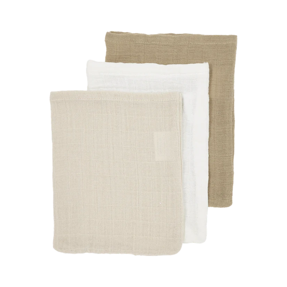Meyco Gant de toilette hydrophile prélavé lot de 3 - Blanc cassé/Sable doux/Taupe