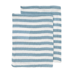 Meyco Gant de toilette en mousseline prélavé, lot de 2 - Fat Stripe Jeans Blue