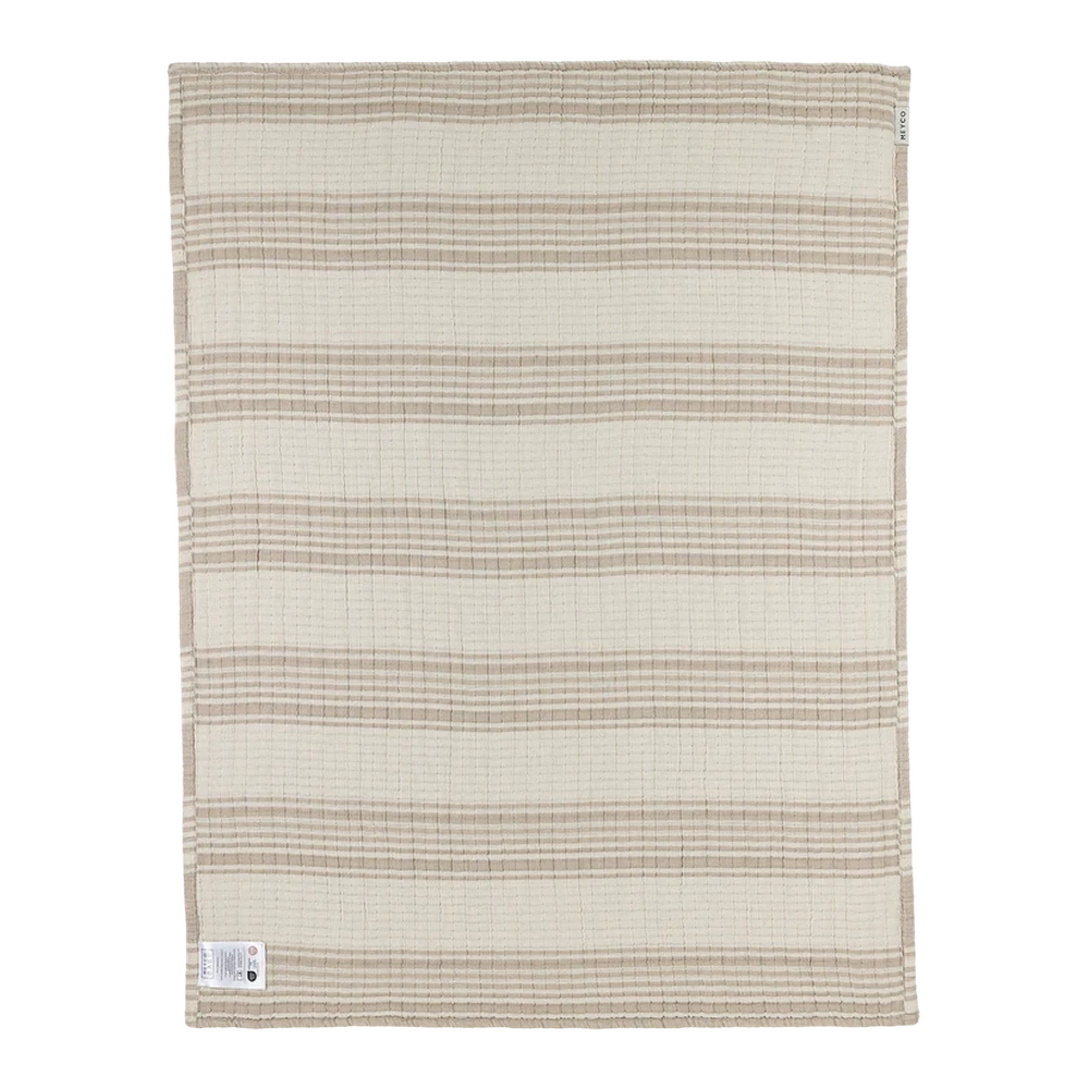 Meyco Couverture en mousseline jacquard prélavée 75x100cm - Rayures sable