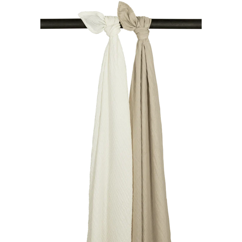 Meyco Langes hydrophiles prélavées 120x120cm - lot de 2 - blanc cassé/sable