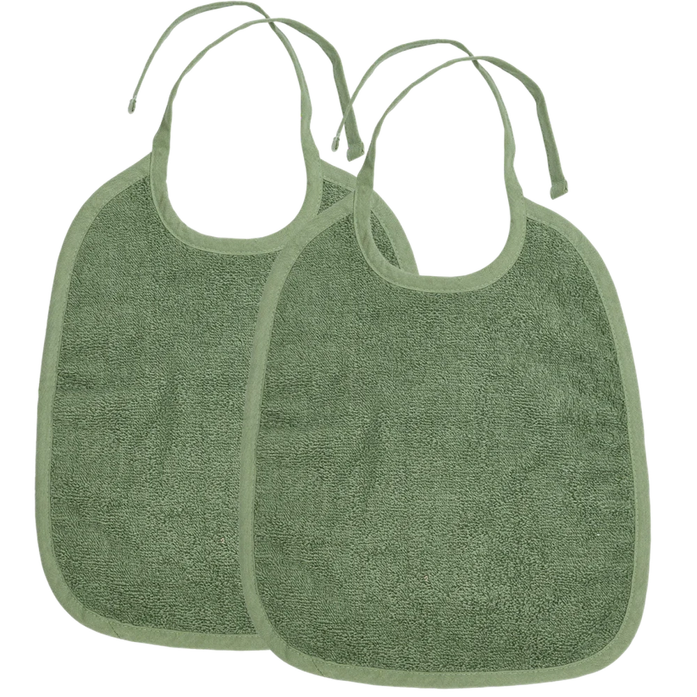 Bavoir Meyco à nouer en tissu éponge, lot de 2 - vert forêt