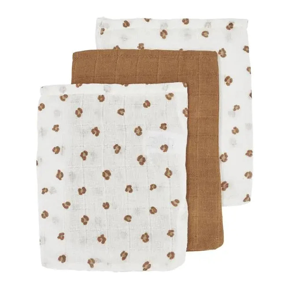 Meyco Gant de toilette en mousseline 3-pack - Panthère/Toffee