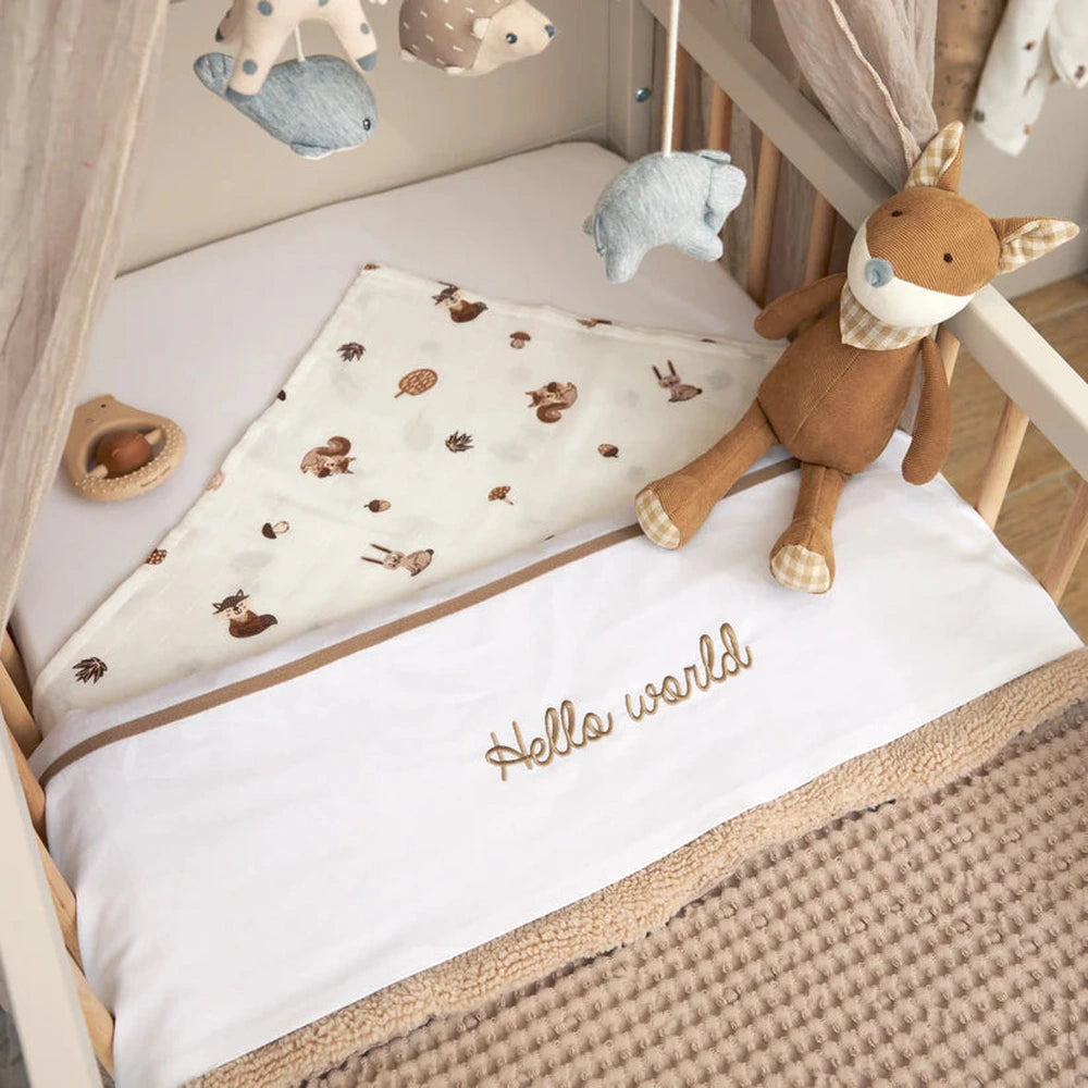 Meyco drap brodé - Hello world 75x100cm - Taupe