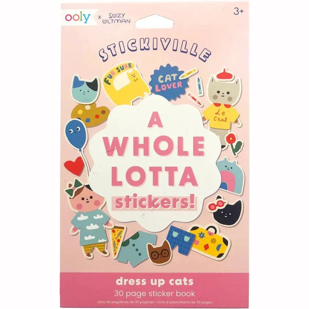 Ooly - Stickiville Stickers X Suzy : Un livre d’autocollants plein à craquer - Habille les chats - 30 pages de lettres autocollantes ! - Convient dès 3 ans