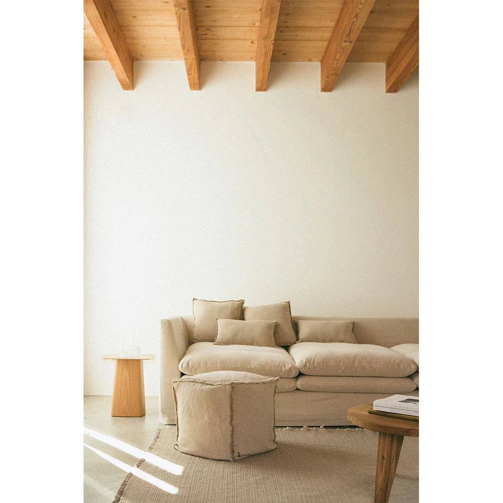Lorena Canals Pouf beige tissé à la main 45x45x45