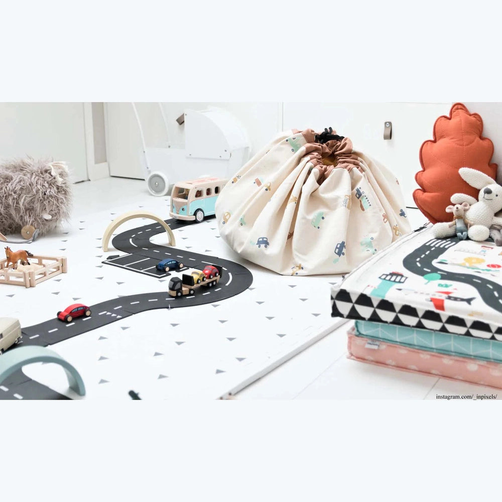Play&Go Tapis de jeu & sac à jouets-Grandes voitures