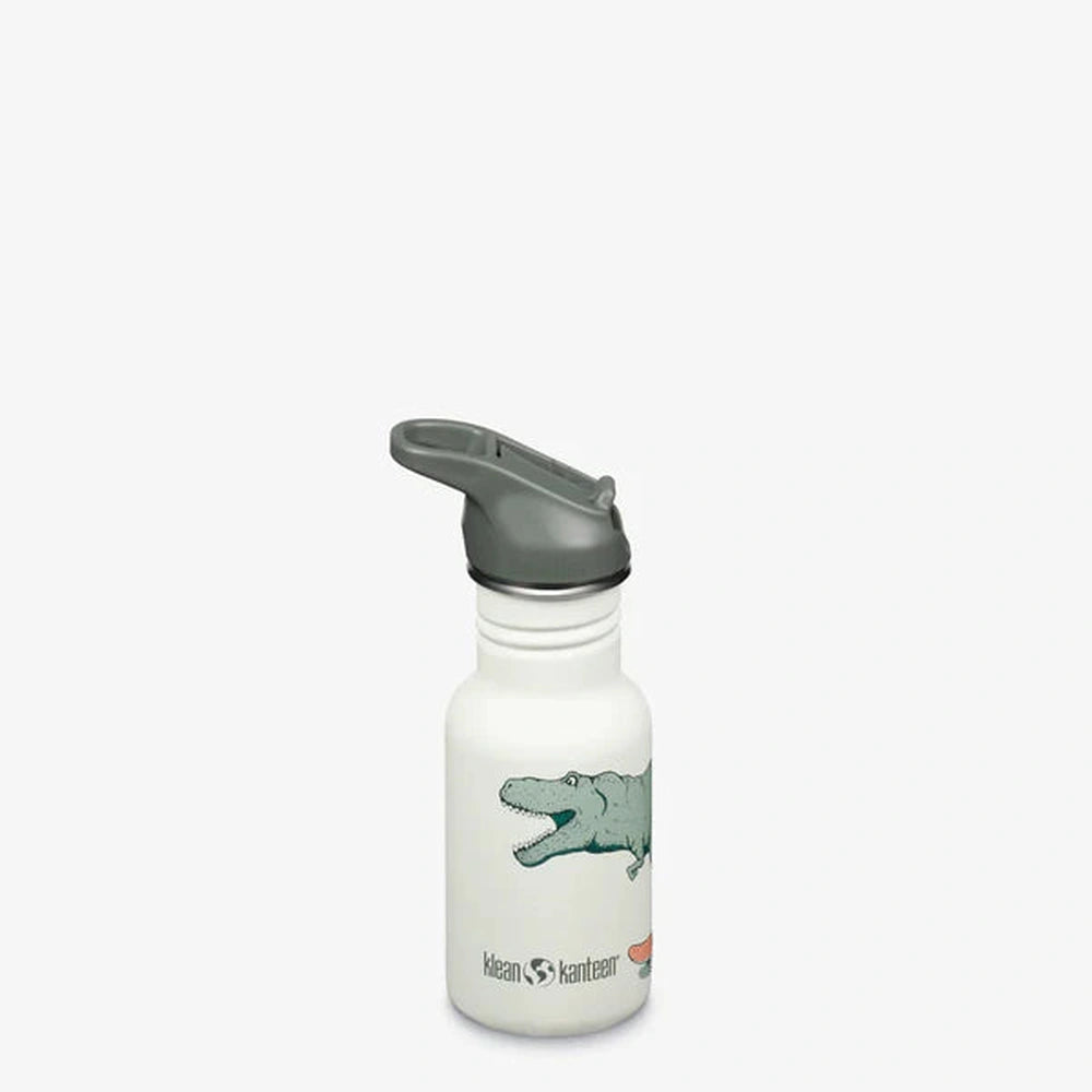 Klean Kanteen Kid Classic 355 ml - bouchon sport Flip Dino Skate blanc