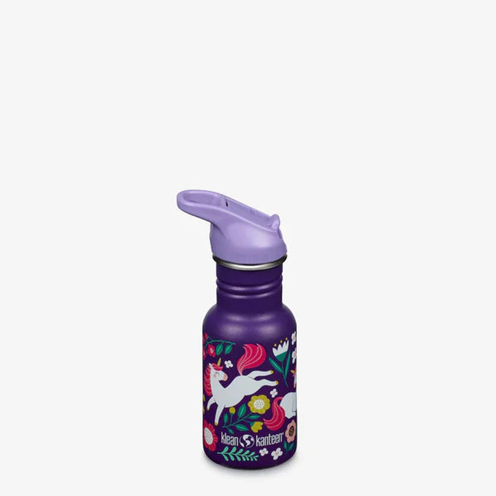 Klean Kanteen Kid Classic 355 ml - Bouchon sport Flip Licornes sautantes violet