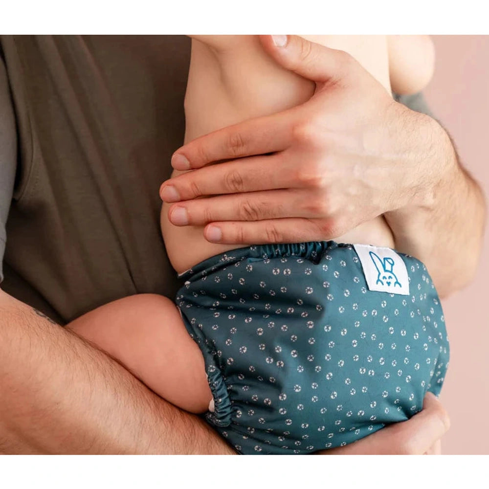 Bumbuns Easy couche réutilisable à scratch - verte imprimée