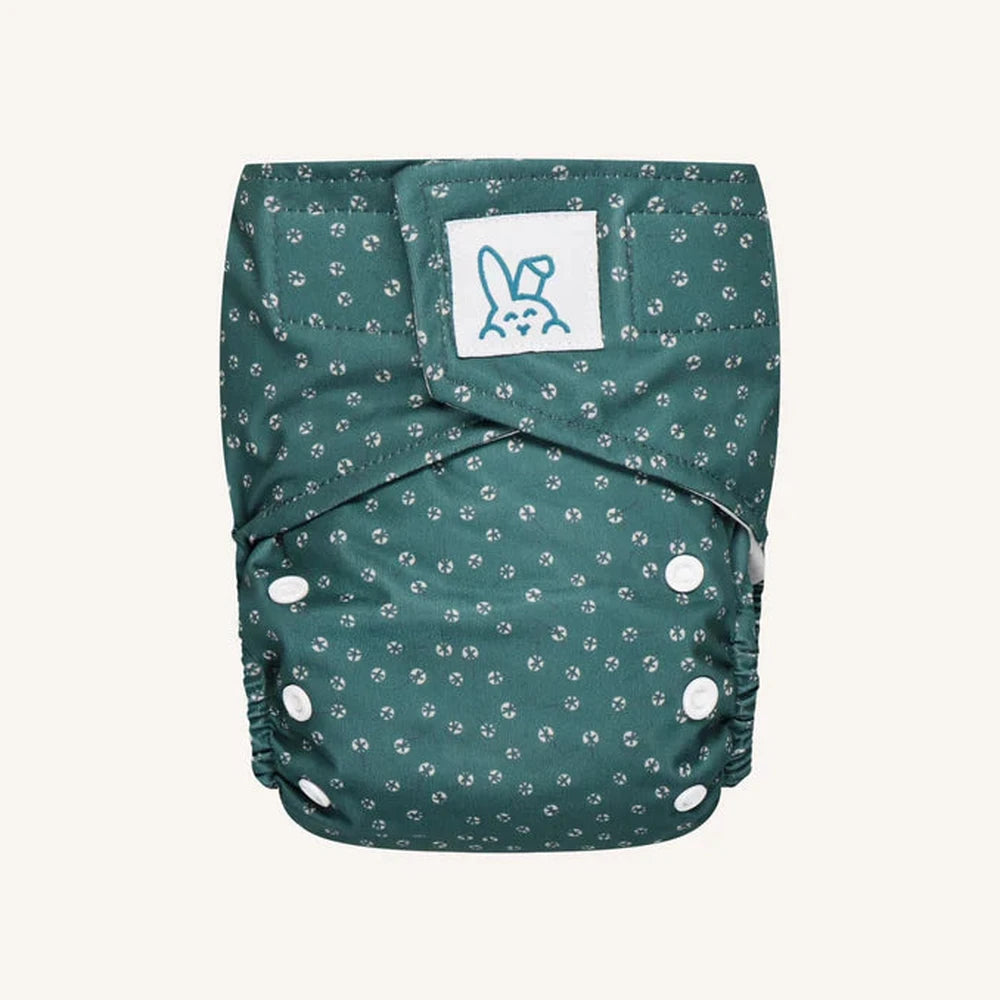 Couche réutilisable Bumbuns Easy avec velcro - verte imprimée