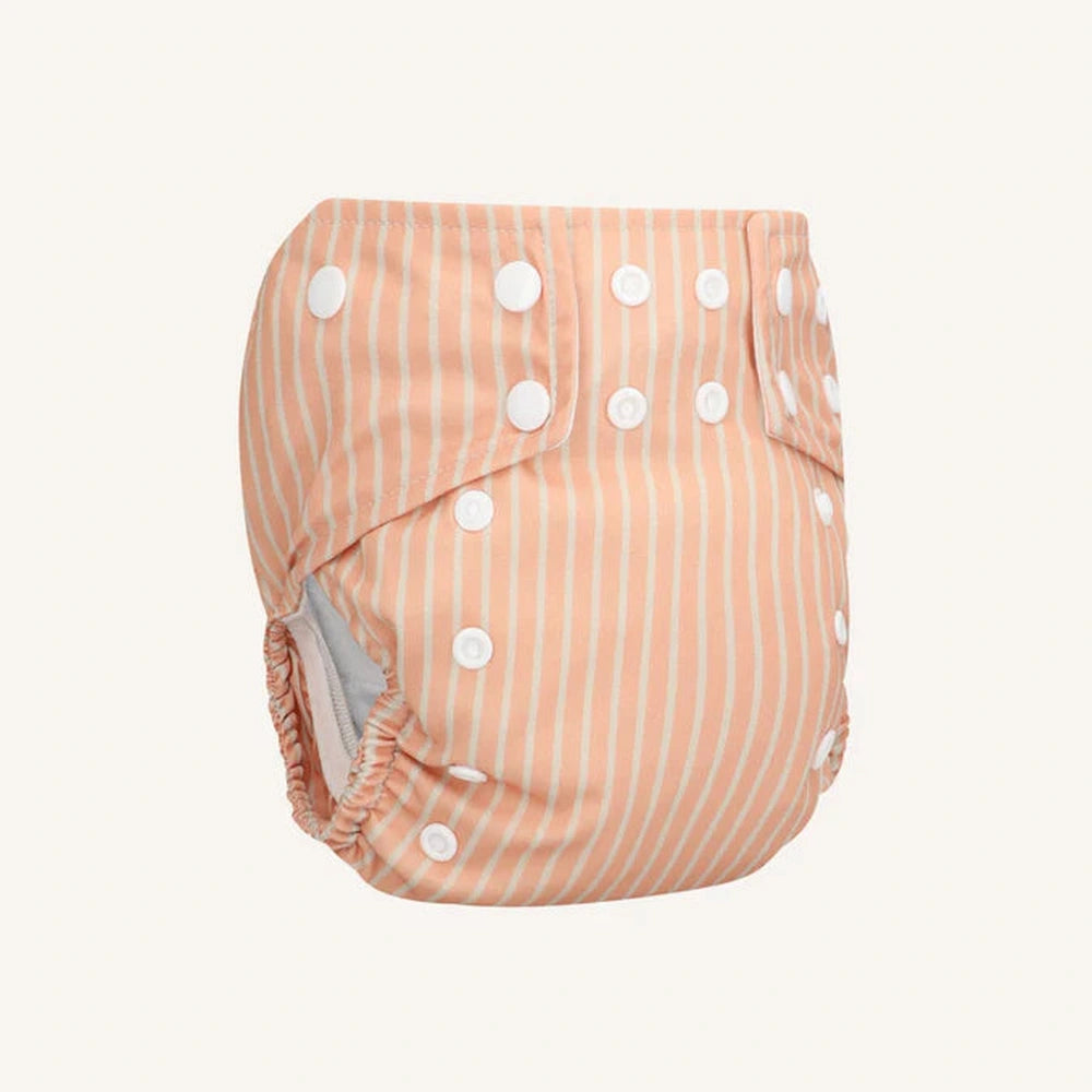 Bumbuns Easy Couche réutilisable à boutons-pression - Rayures abricot