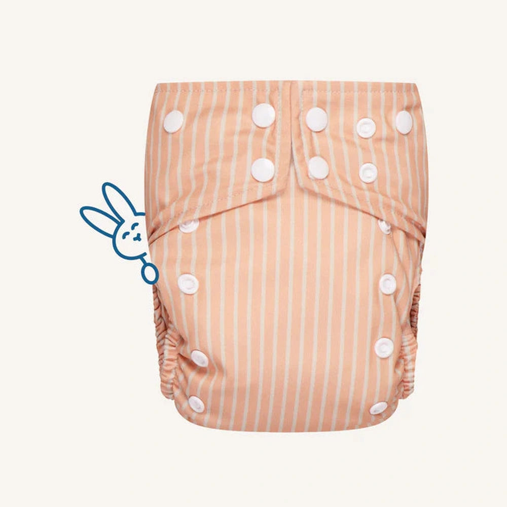 Bumbuns Easy Couche lavable à boutons-pression - Rayures Abricot
