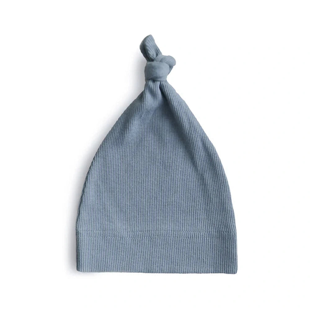 Bonnet côtelé Mushie 0-3 mois - Bleu Tradewinds