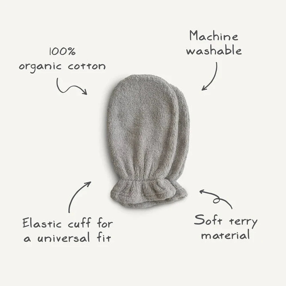 Mushie Gant de toilette en coton bio - Gris
