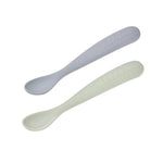 Béaba Lot de 2 cuillères en silicone Easy-Grip 1re étape + boîte de rangement Natural