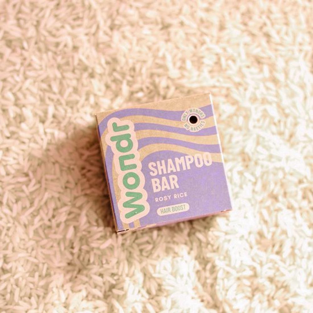 Wondr shampoing solide Rosy Rice - favorise une pousse saine des cheveux - équilibre les cheveux gras - 55g