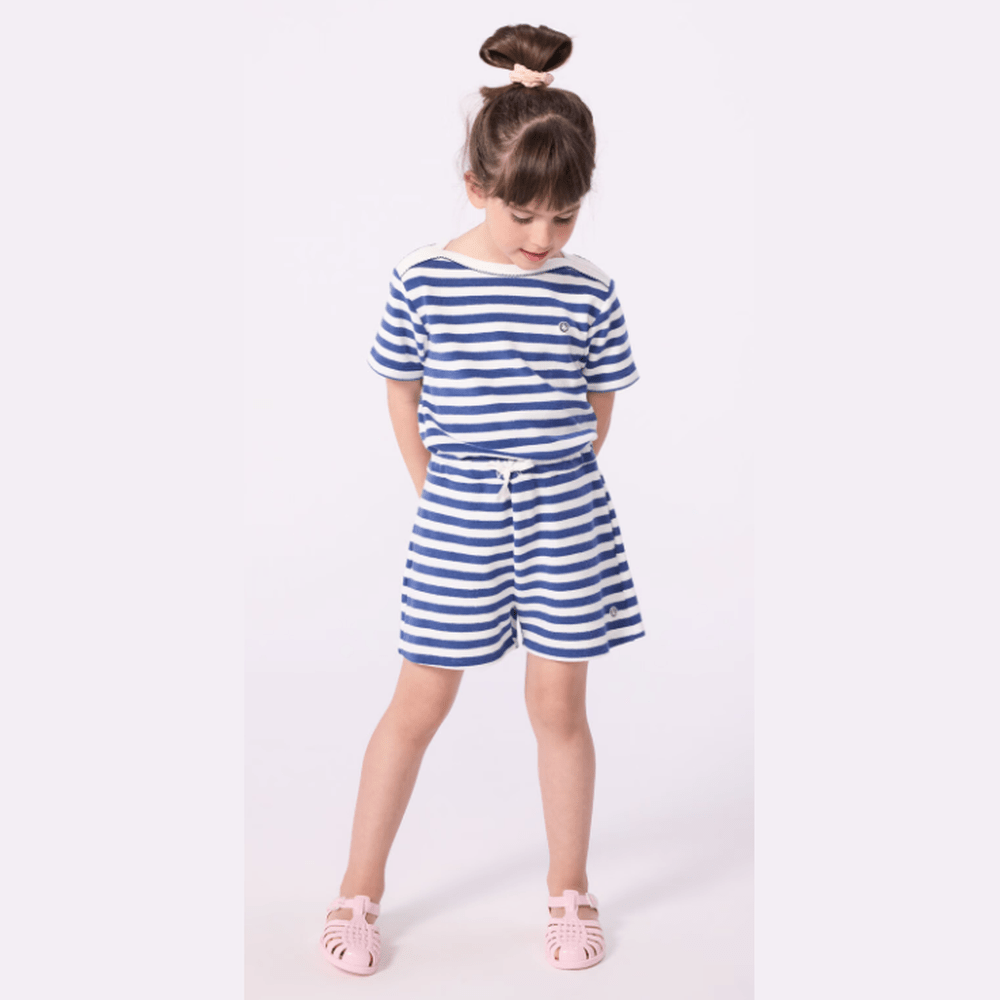Petit Bateau Short enfant en coton à rayures - bleu/blanc