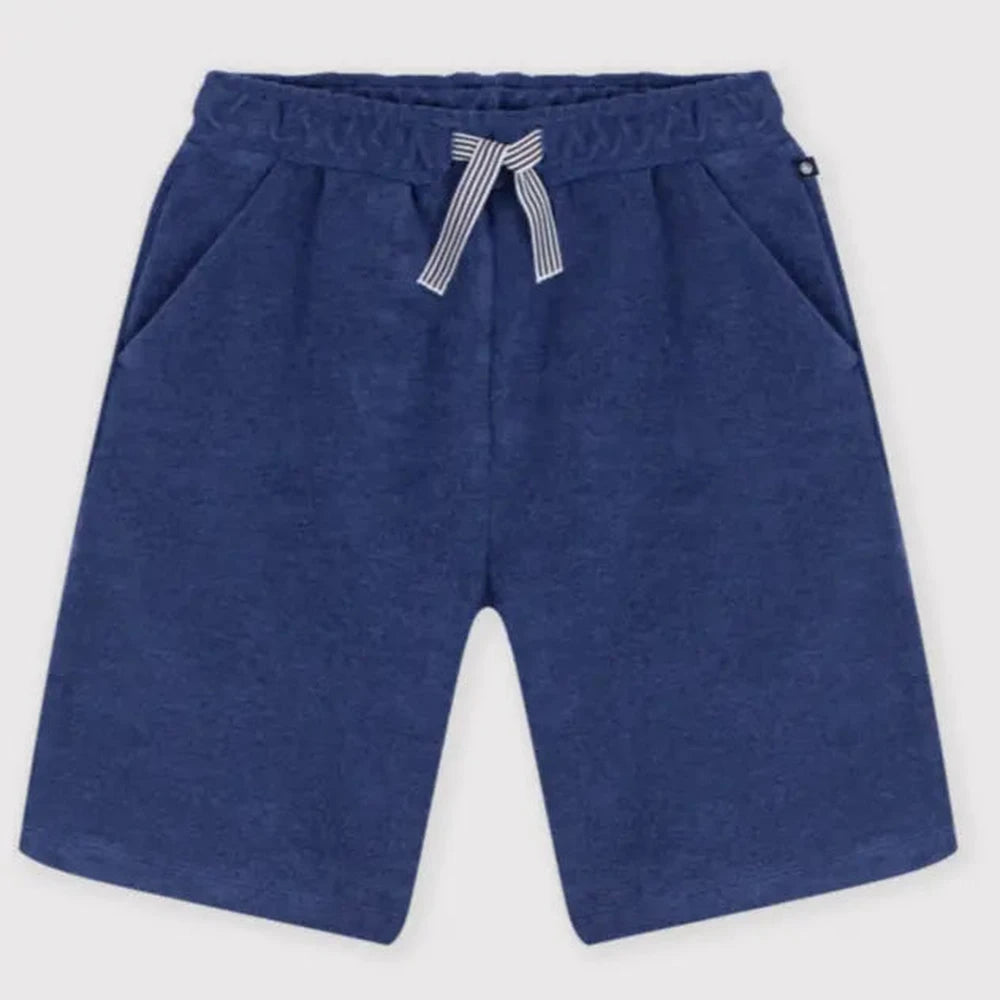 Bermuda courte enfant en coton uni - bleu