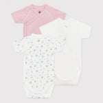 Petit Bateau Lot de 3 bodies en coton à imprimé et manches courtes pour bébé